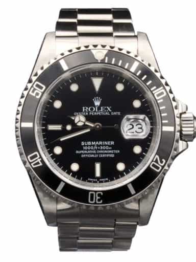 Mens Rolex Stainless Steel Submariner Watch Black Dial 16610 (SKU A795348AMT)