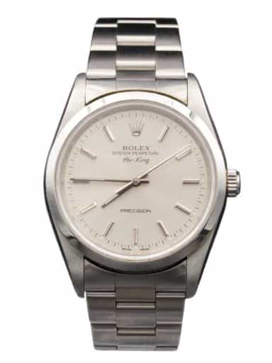 Mens Rolex Stainless Steel Air-King Silver Dial Oyster Band 14000M Watch (SKU F660045AMT)