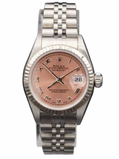 Ladies Rolex Stainless Steel Datejust Watch Salmon Roman Dial 69174 (SKU U984909FPAMT)