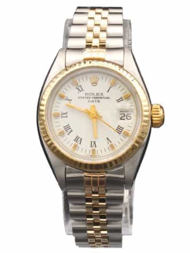 Ladies Rolex Two-Tone 14K/SS Date Watch White Roman Dial 6917 (SKU 7275249JAMT)