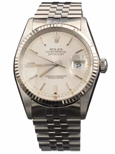 Mens Rolex Stainless Steel Datejust Watch Silver Stick Dial 16014 (SKU 8327870JAMT)