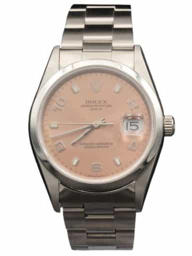 Mens Rolex Stainless Steel Date Watch Salmon Arabic Dial 15200 (SKU P222946AMT)