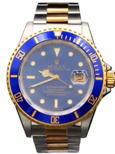 Mens Rolex Two-Tone 18K/SS Submariner Watch Blue Dial 16803 (SKU 9628526FPAMT)