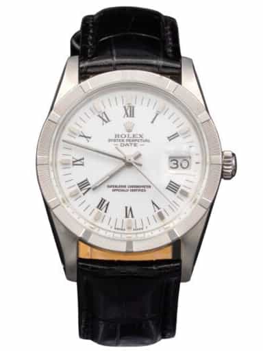 Mens Rolex Stainless Steel Date Watch White Roman Dial 15010 (SKU 8712052BLAMT)