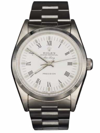 Mens Rolex Stainless Steel Air-King Watch White Roman Dial 14000 (SKU X747790AMT)