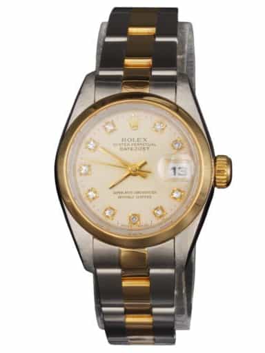 Ladies Rolex Two-Tone 18K/SS Datejust Watch Silver Diamond Dial 69163 (SKU 69163AFPAMT) (Copy)