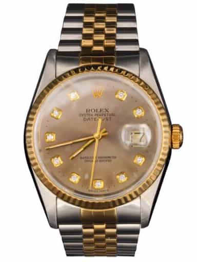 Mens Rolex Two-Tone Datejust Factory Diamond Dial 16233 (SKU W478639AMT)