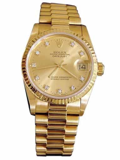 Mid Size Rolex 18K Yellow Gold Datejust Champagne Diamond 68278 (SKU R541045MT)