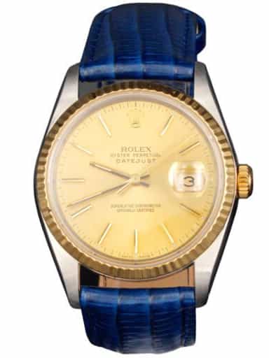 Mens Rolex Two-Tone 18K/SS Datejust Watch Gold Champagne Dial 16233 (SKU E773360BEAMT)