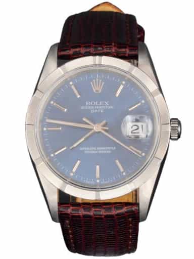 Mens Rolex Stainless Steel Date Watch Blue Dial 15210 (SKU U153695AMT)