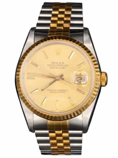 Mens Rolex Two-Tone Datejust Watch 16233 with Papers (SKU L739356AMT)