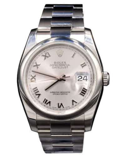 Mens Rolex Stainless Steel Datejust Watch Silver Roman Dial 116200 (SKU 116200FPOAMT)