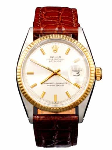 Mens Rolex Two-Tone Datejust 1601 Watch with Silver Dial (SKU 1601FPBRAMT)