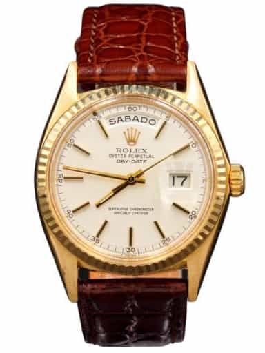 Mens Rolex 18K Gold Day-Date Watch with Silver Dial 1803 (SKU 1636239FPAMT)