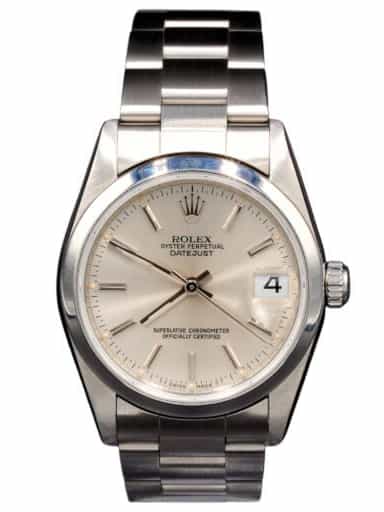 Mid-Size Rolex Datejust Stainless Steel Watch with Silver Dial 78240 (SKU A978932SAMT)