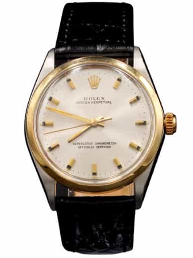 Mens Rolex Stainless Steel 1002 Oyster Perpetual Watch Silver Dial with Rolex Papers (SKU 2140337AMT)