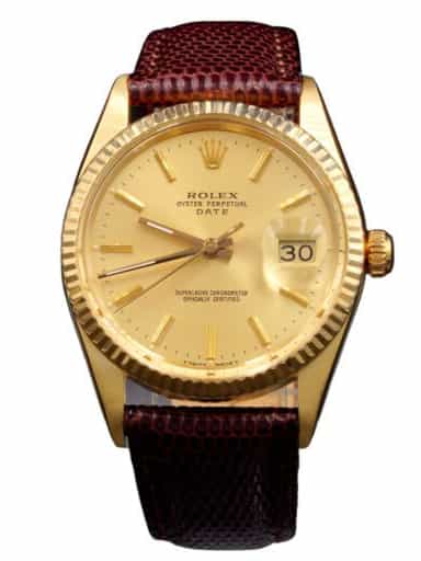 Mens Rolex 14K Yellow Gold Date Watch Gold Champagne Dial 15037 (SKU 7108986BRAMT)