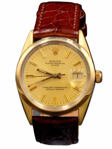 Mens Rolex Gold Shell Date Watch with Gold Champagne Dial 15505 (SKU 8369853BRAMT)