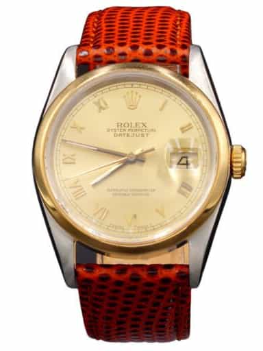 Mens Rolex Two-Tone 18K/SS Datejust Watch Gold Champagne Roman Dial 16203 (SKU E512573BRAMT)