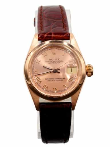 Ladies Rolex 18K Rose Gold Datejust Watch Model Ref. 6916 with Pink Salmon Dial (SKU 3202769AMT)