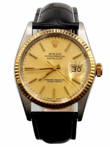 Mens Rolex Two-Tone Datejust Watch Champagne Dial 16013 (SKU 8447140BLAMT)