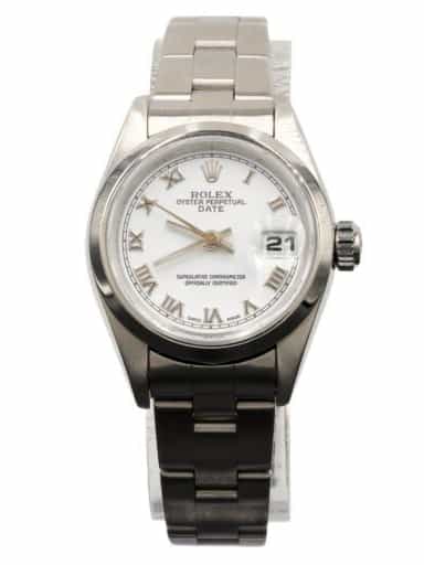 Ladies Rolex Stainless Steel Date Watch White Roman Dial 79160 (SKU P291139FPAMT)