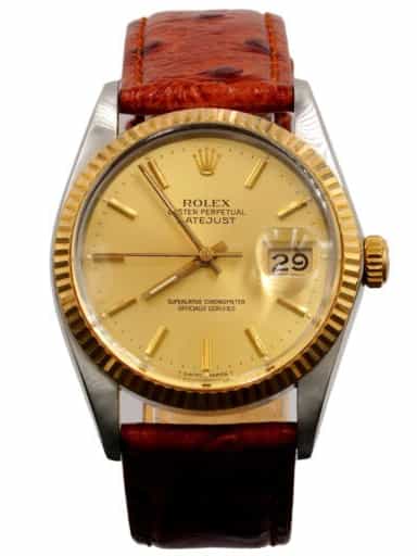 Mens Rolex Two-Tone Datejust Watch Gold Champagne Dial 16013 (SKU R511519AMT)