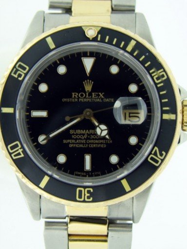 Rolex Two-Tone Submariner 16803 Black -6