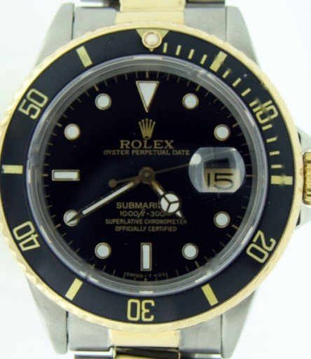 Rolex Two-Tone Submariner 16803 Black -1