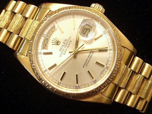 Rolex 18K Yellow Gold Day-Date President 18078 Silver -4