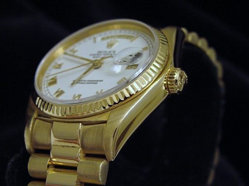 Rolex 18K Yellow Gold Day-Date President 18038 White Roman-3