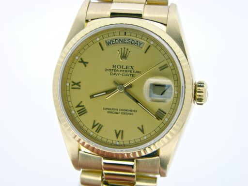 Rolex 18K Yellow Gold Day-Date President 18038 Champagne Roman-4