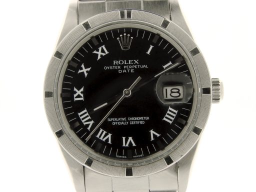 Rolex Stainless Steel Date 15010 Black Roman-1