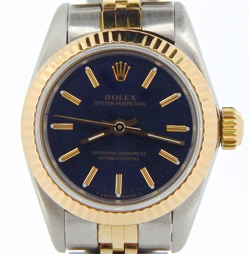Rolex Two-Tone Oyster Perpetual 67193 Blue -1