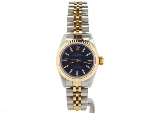 Rolex Two-Tone Oyster Perpetual 67193 Blue -7