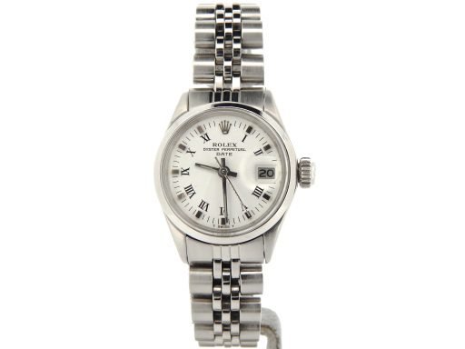 Rolex Stainless Steel Date 6516 White Roman-6