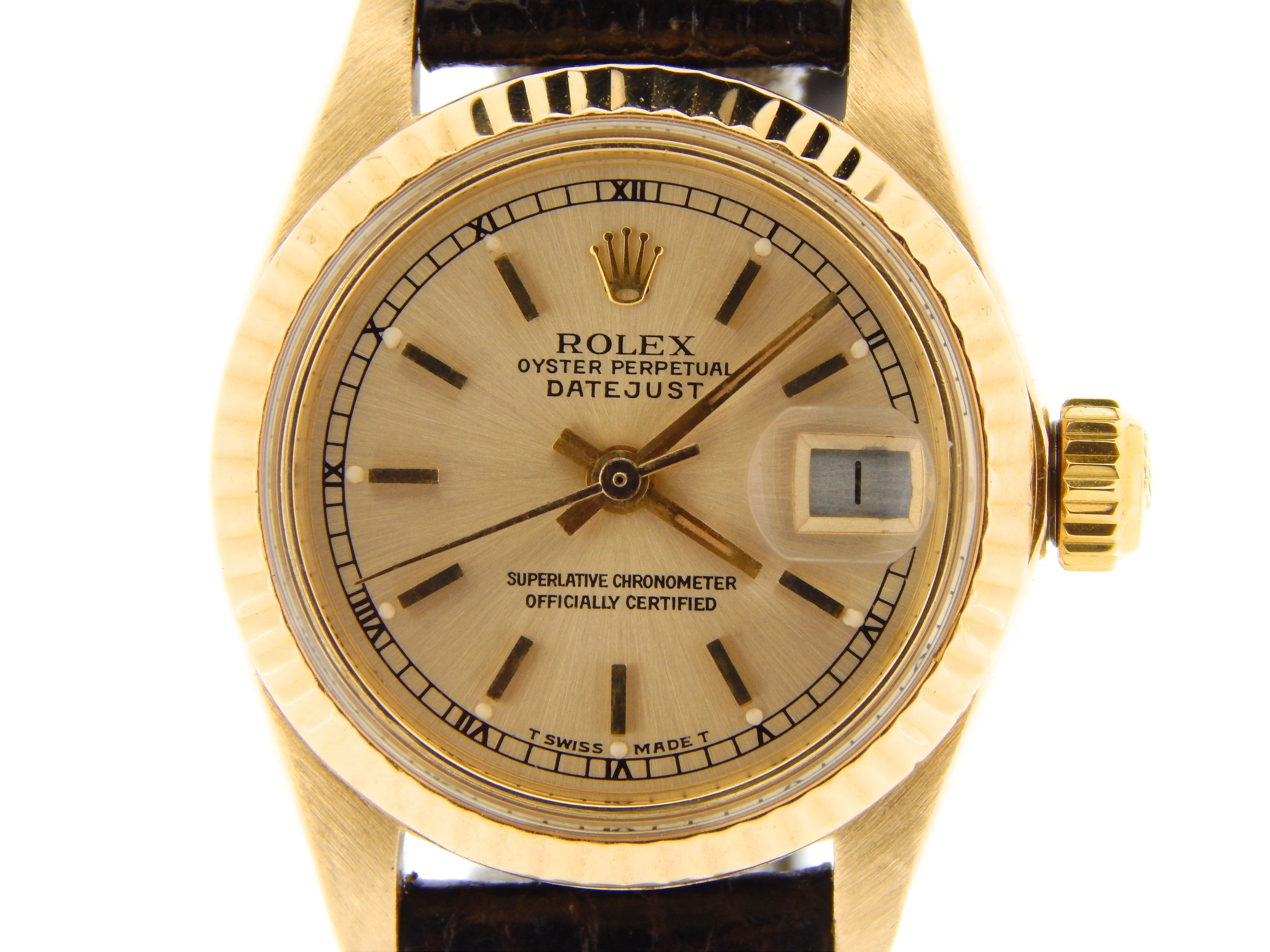 Ladies Rolex 18K Yellow Gold Datejust Watch 6917 Gold Champagne