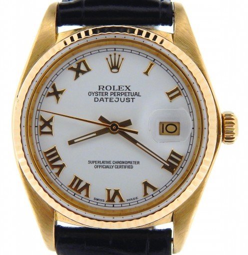Rolex 18K Yellow Gold Datejust 16018 White Roman-1