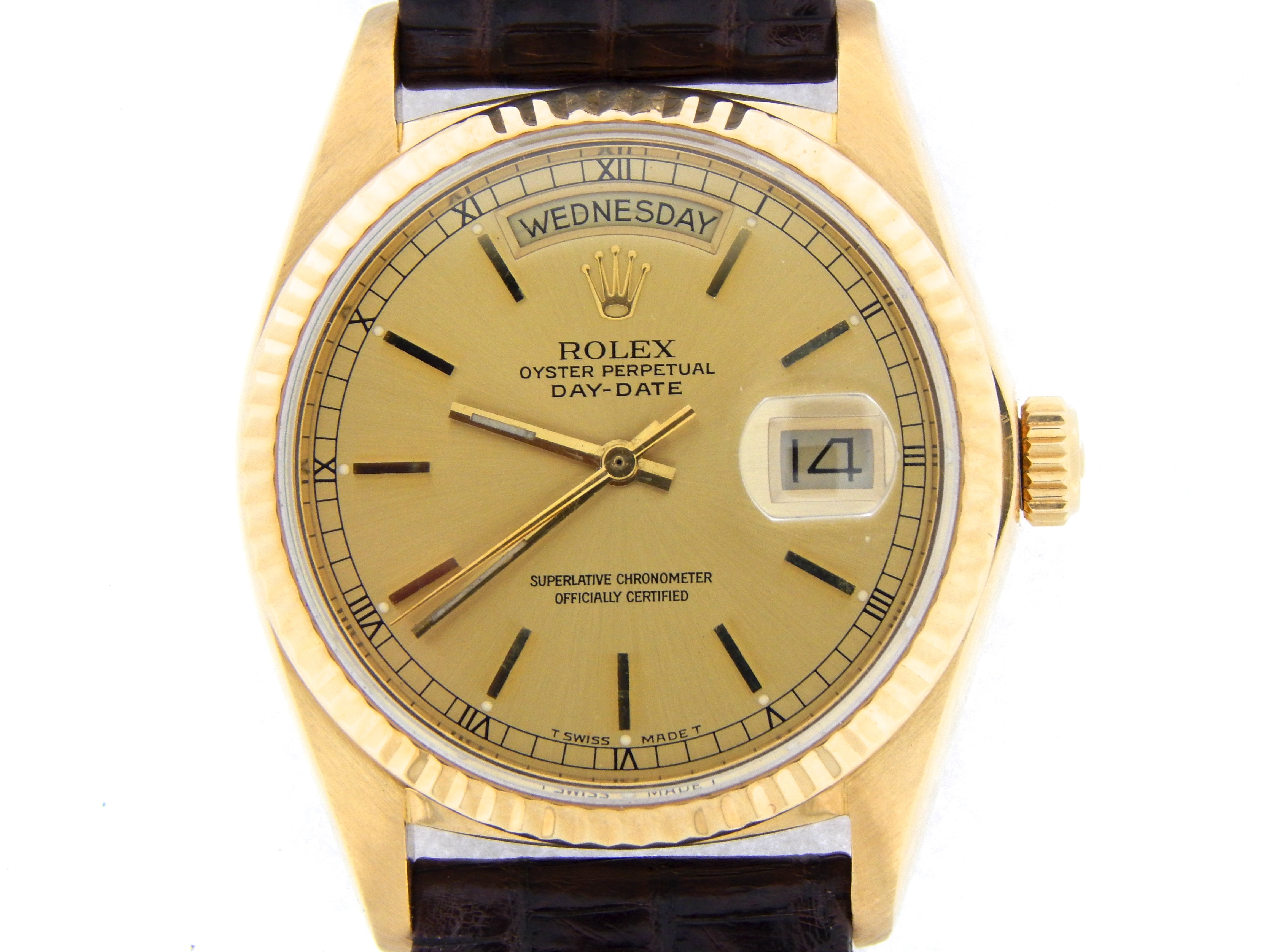 Mens Rolex 18K Gold Day-Date Watch Gold Champagne Dial 18038 (SKU ...