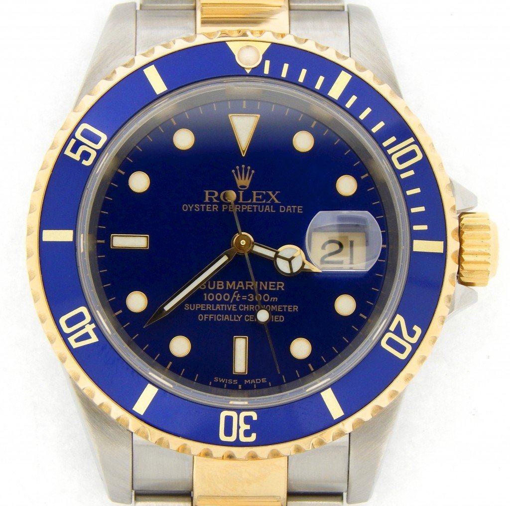 Mens Rolex Two-Tone 18K/SS Submariner Blue 16613T (SKU Z433029NNMT)