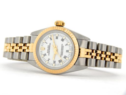 Rolex Two-Tone Oyster Perpetual 67193 White Roman-8