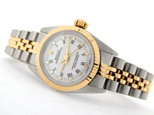 Rolex Two-Tone Oyster Perpetual 67193 White Roman-9