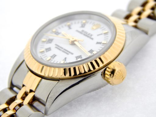 Rolex Two-Tone Oyster Perpetual 67193 White Roman-6