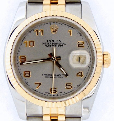 Rolex Two-Tone Datejust 116233 Gray, Slate Arabic-1