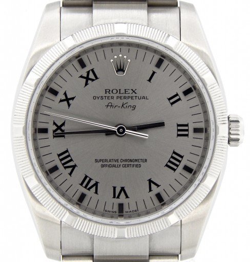 Rolex Stainless Steel Air-King 114210 Silver Gray Roman-1
