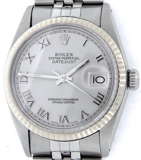 Rolex Stainless Steel Datejust 16014 Silver Roman-1