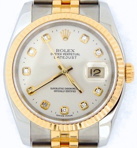 Rolex Two-Tone Datejust 116233 Silver Diamond-1