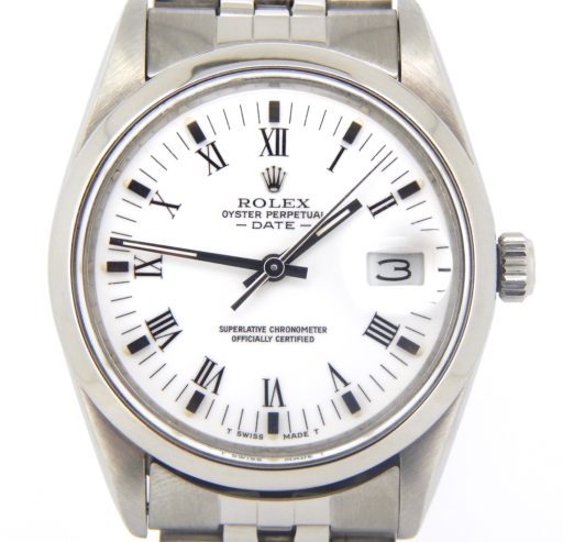 Rolex Stainless Steel Date 15000 White Roman-1