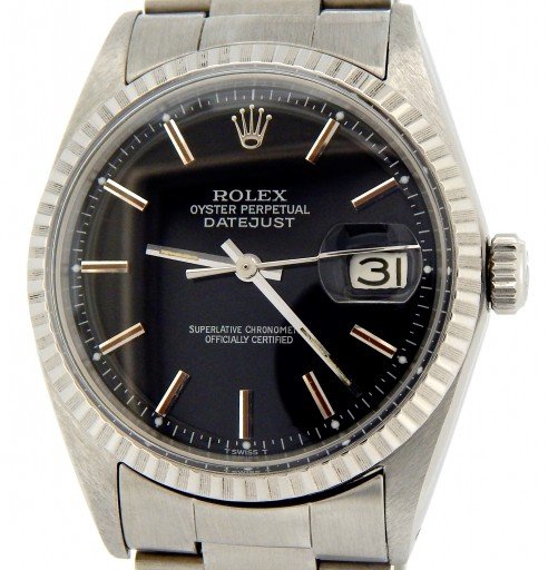 Rolex Stainless Steel Datejust 1603 Black -1