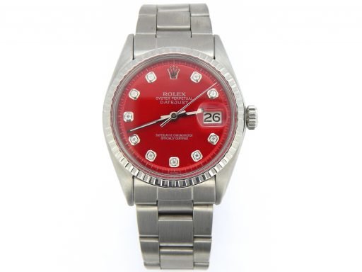 Rolex Stainless Steel Datejust 1603 Red Diamond-6